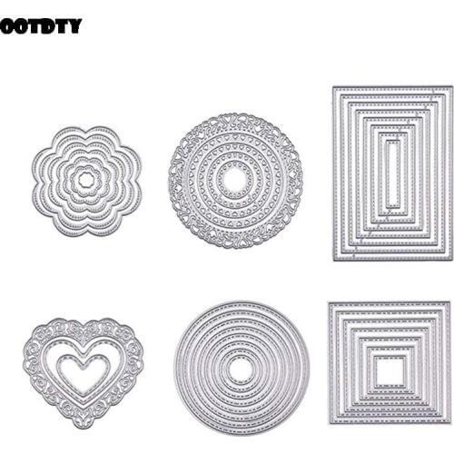 6 Pcs Cutting Dies Cut Metal Scrapbooking Stencils Nesting Die for DIY Embossing Photo Album Decorative DIY Paper Cards Making
