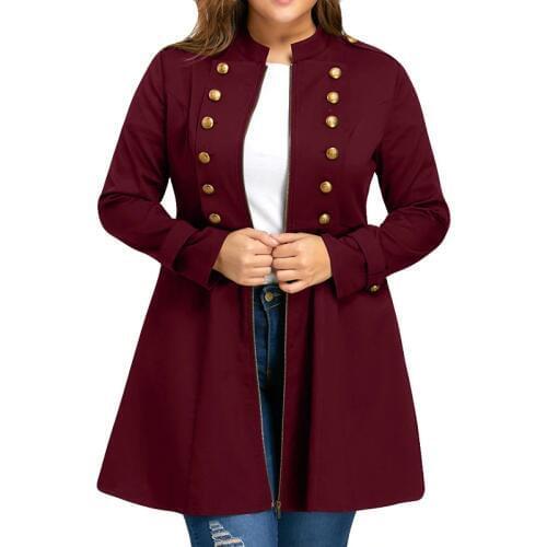 Winter Jacket Women Fashion Plus Size Vintage Longline Coat Double Breasted Flare Windbreaker Outwear Jackets Famale Coats