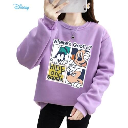 Disney Womens Autumn Winter Sweatshirt 2021 Long Sleeve Blue Red White Cute Kawaii Sweatshirts Girl Streetwear sudadera mujer