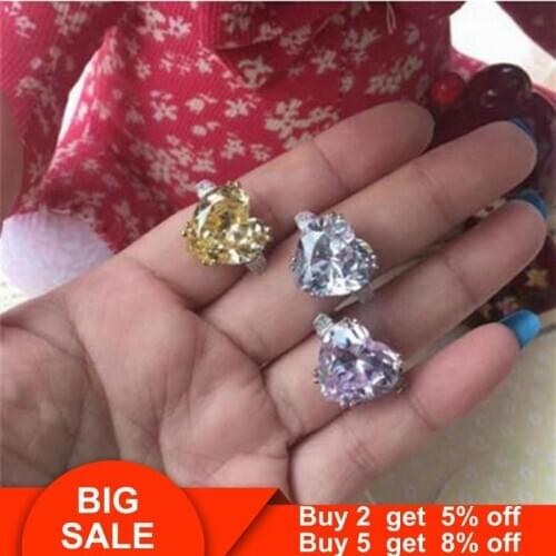 Heart shape Lovers Promise ring 925 Sterling silver 12mm AAAAA cz Engagement Wedding Band Rings for women Bridal Fine Jewelry