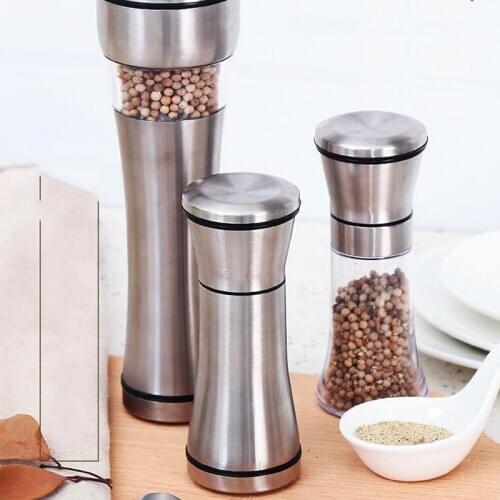 1PC Fashion Stainless Steel Mill Glass Spice Salt And Pepper Grinder Kitchen Accessories Cooking Tool Portable