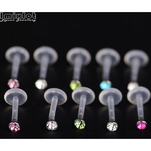 10Pcs Bioplast Flexible Labret Lip Ring Ear Helix Tragus Cartilage Studs Piercing Mixed Color Body Piercing Jewelry