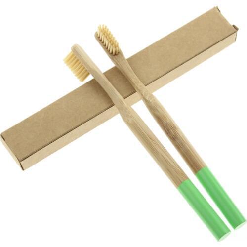 FDA BSCI FSC Certification 2Pcs/Set Natural Round Bamboo Handle Soft Bristle Portable Adult Women Girls Men Boy Toothbrush