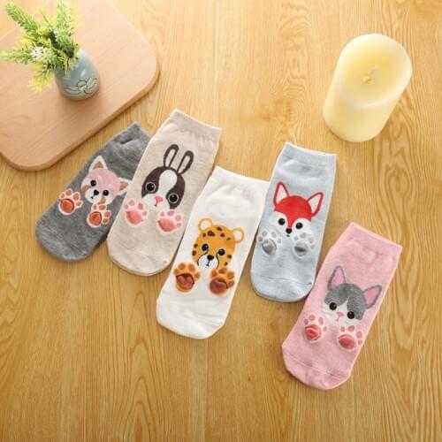 5pairs/lot New Fashion Cartoon Women Socks Korea Ankle Socks Colorful Socks Casual Cotton Harajuku Happy Socks For New Year Gift
