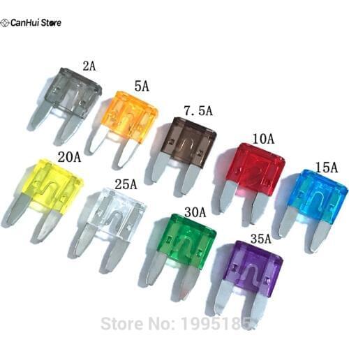 50pcs/lot Small Auto Fuse Car High Quality Standard Car Fuse Blade 2A 5A / 7.5A / 10A / 15A / 20A / 25A / 30A 35A Mini Car Fuse