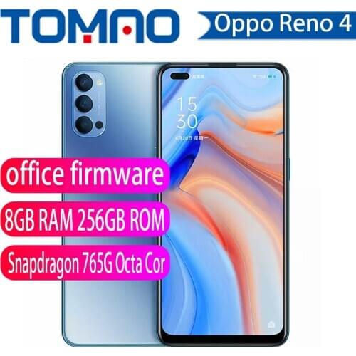 Oppo Reno 4 5G mobile phone Snapdragon 765G Octa Core 8GB RAM 128GB 256GB ROM 48MP 2400×1080P AMOLED 4000mAh 65W SupperVOOC 2.0