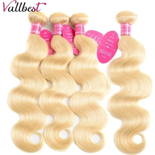 Vallbest 613 Blonde Brazilian Body Wave Hair Weave Bundles 100% Human Hair 4 Bundle Deals 400g/Lot Remy Hair Extension DHL/Fedex