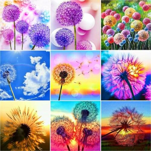 AZQSD Diamond Embroidery Dandelion Mosaic 5D Rhinestones Diamond Painting Flower Cross Stitch Kits Handicraft Home Decoration