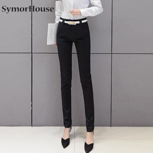 Spring Autumn Black white Women High Waist Casual Straight Pants Female Trousers Plus Size Lady Pencil Pants Female