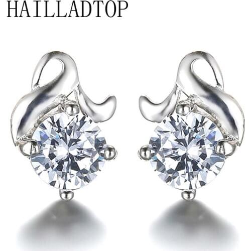Zircon Flower Temperament Stud Earrings Fashion Earrings Silver Plated Female Jewelry