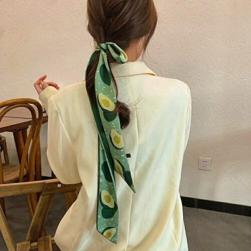 Fruit Long Silk Scarf Hairband Womens Scarf Hairdress Fashion Versatile Silk Scarf Ribbon Hair Hoop Accessories