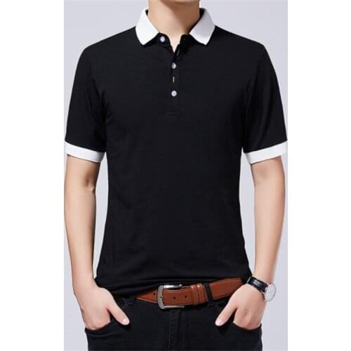 Summer New Mens T-shirt Lapel Casual Short-sleeved Stitching T-shirt for Male Solid Color Pullover Tops T-shirt