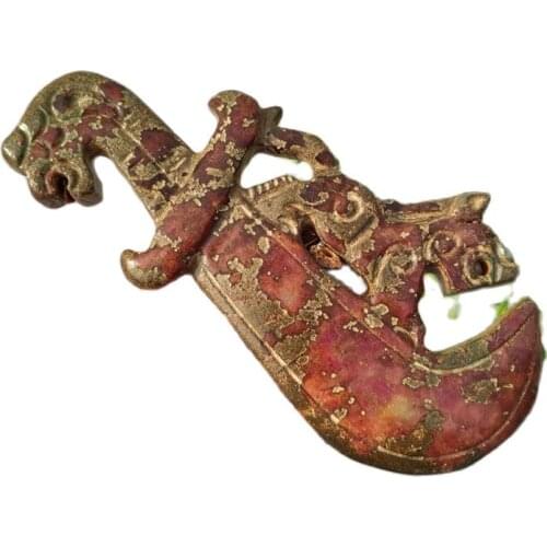 Exquisitely made jade, jade, snow flower, jade, beast, antique knife and ornament