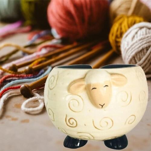 Sleepy Sheep Ceramic Yarn Bowl Yarns Ball Storage Holder Knitting Crochet Craft 85LA