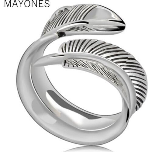 925 Ring men sterling silver Vintage 925 sterling silver jewelry Thai silver men and women personality feather arrow open ring