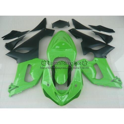 Injection molding fairings set for Kawasaki ZX 6R 2005 2006 matte black green full fairing kit ninja 636 zx-6r 05 06 ZV99