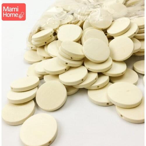 Mamihome 50pc 10mm Wooden Blanks Beads Wood Tags Slices DIY Nursing Necklace Wooden Teether Toys BPA Free ChildrenS Goods Toys