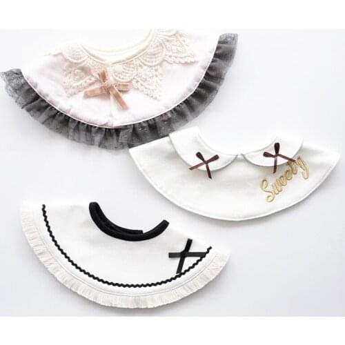 Japanese style 360 bib saliva towel cute bib lady style bib small fresh fake collar can rotate tassel