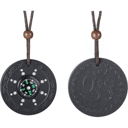 Mens Unisex Energy Quantum Bio Science Negative Ions Volcanic Lava Necklace Compass Anti EMF Radiation Protection Necklaces
