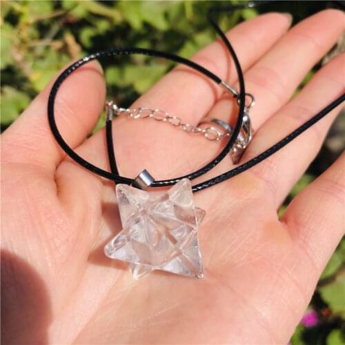 Natural clear Quartz crystal merkaba star eardrop