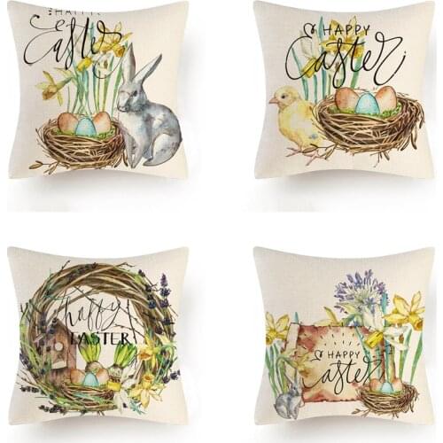 Happy Easter Cushion Cover Throw Pillow Case for Home Chair Sofa Decoration Square Pillowcases