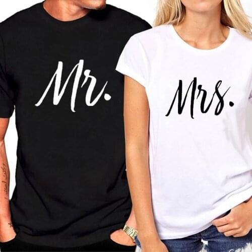 King Queen Couples T Shirt MR MRS Letter Print Couple Tshirt Summer Fashion Woman T-shirt Casual O-Neck Tops Lovers Tee Shirt