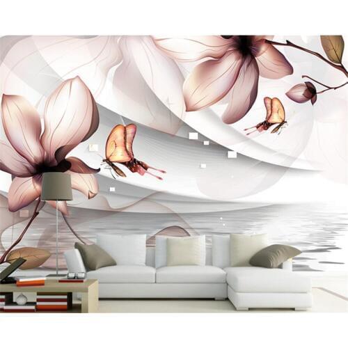 Beibehang Custom wallpaper interior decoration interior background 3D floral reflection fashion modern TV backdrop 3d wallpaper