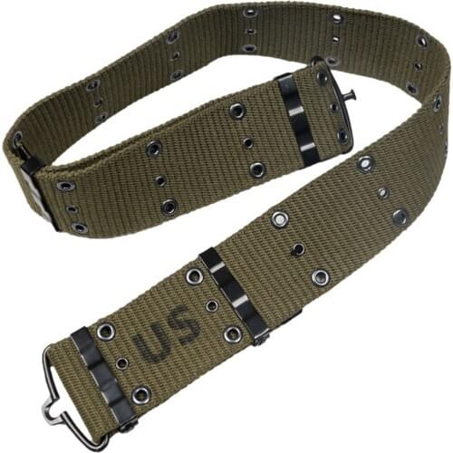WWII WW2 US ARMY WEBBING EQUIPMENT CANVAS STRAP M1961 M1956 PISTOL BELT ARMY GREEN OUTDOOR