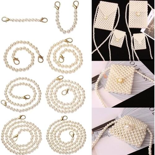 1PC Imitation Pearl Strap For Bags Handbag Accessories Purse Belt Handles Cute Long Bead Chain Tote For Shoulder Bag Straps
