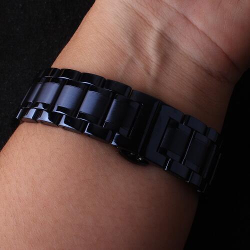 Stainless steel Watchband Dark BLUE Watch strap fit mens women wristwatch Gear Galaxy S4 straight end 20mm 22mm butterfly buckle