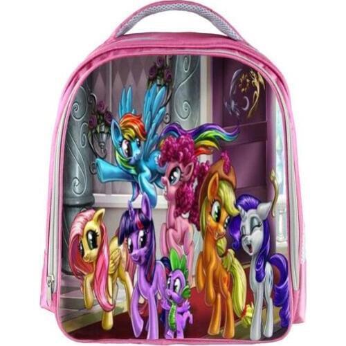 My Little Pony Girls Backpack Cartoon Printing Rainbow Rocks School Bags for Girls Bookbag Kids Gift Customized Name Free
