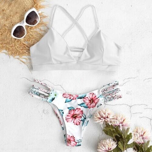 Sexy Floral Bikini Swimwear Woman Swimsuit 2021 Push Up Bikini Bathing Suit Women Thong Beachwear Biquini Two Piece Suit #G3