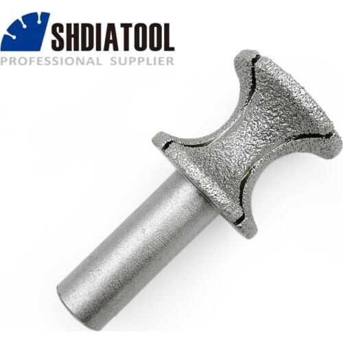 SHDIATOOL No.25 Small X Type Vacuum Brazed Diamond Router Bits With 1/2" Shank For Stone, Router Cutter For Granite & Marble