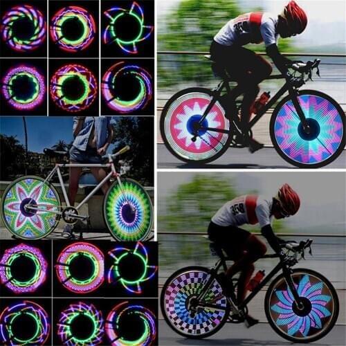 Wheel Signal Lamp 32 colors 16LED Mode 2 Side Night Waterproof wheels spoke lights Tire Bikes Bicycle Fixed Spoke Warn Light