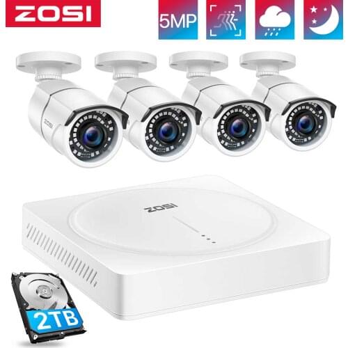 ZOSI 8CH H.265+ HD 5.0MP Security Camera System with 4 x 5MP HD Outdoor/ Indoor CCTV Camera Home VideoSurveillance Kit
