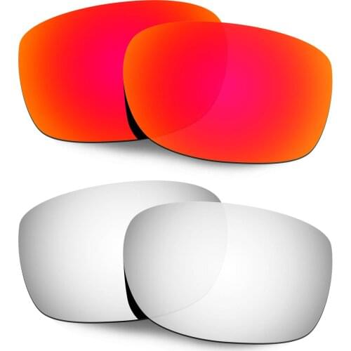 Hkuco Replacement Polarized Lenses For Straightlink Sunglasses - Red&Silver 2 Pairs