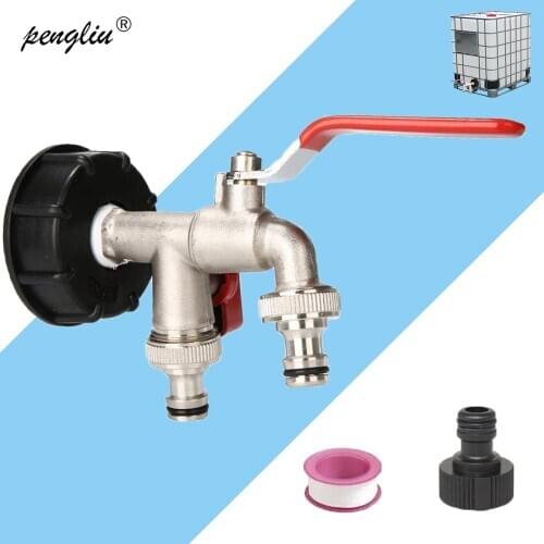 IBC Tank Double Tap Connector 1000 Liter Home Garden Water Faucet Rainwater Tank Adapter For Home Garden Water Connectors