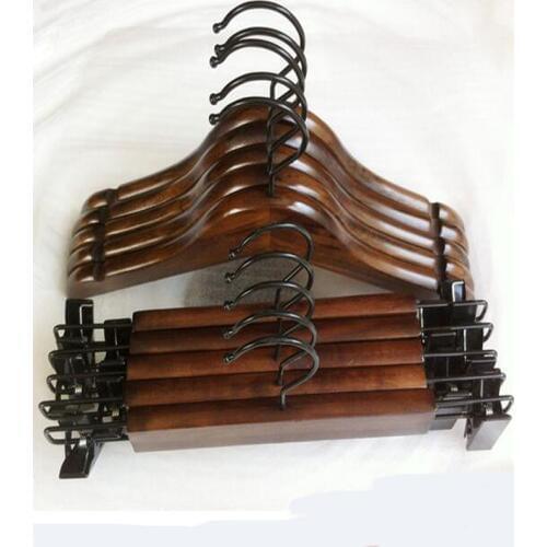 5pcs/lot Vintage black hook wood hanger adult and baby wooden hangers clothes pegs trousers clip