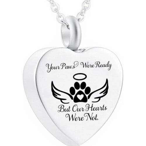 Cremation Jewelry Heart Shape Angel Wing Pendant Stainless Steel Urn Small Ashes Souvenir To Commemorate Human/Pet