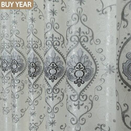 European-style Curtains for Living Dining Room Bedroom High-end Embroidered Curtains Tulle Curtains White Beige Window Curtain