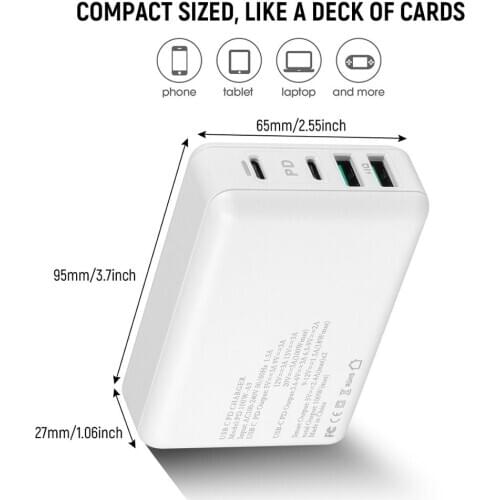 100W 4 Ports USB Charger Quick Charge 3.0 Adapter HUB PD Fast Charger Battery Charging Station For iPhone Huawei