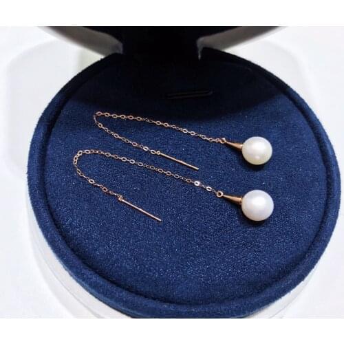 Shilovem 18k yellow gold Natural freshwater pearls Drop Earrings fine Jewelry women trendy wedding plant new yz8.58.5221zz
