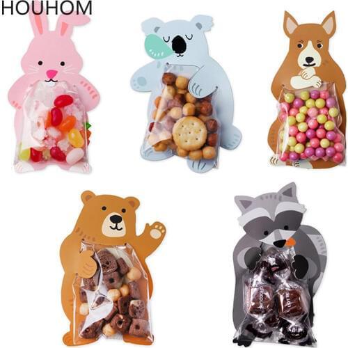 10pcs/lot Cute Animal Bear Cake Candy Dragee Bags Cookie Bags Gift Bags Greeting Cards Wedding Birthday Party Cardboard Box