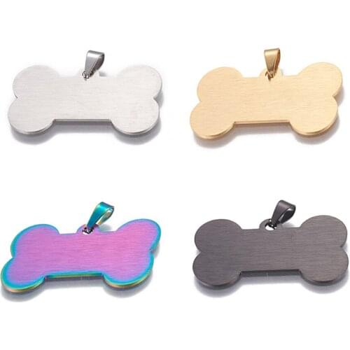 10 Pcs Bone 304 Stainless Steel Pendants Charm for DIY Printing Words Jewelry Bag Keychain Necklace Making Accessories 22x40x1mm