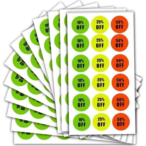 2021 New Trend 10 25 50 Off Sale Price Stickers 1260 Pcs Discount Sticker Half Off Labels 0.75 Inch Round Dots Sticker