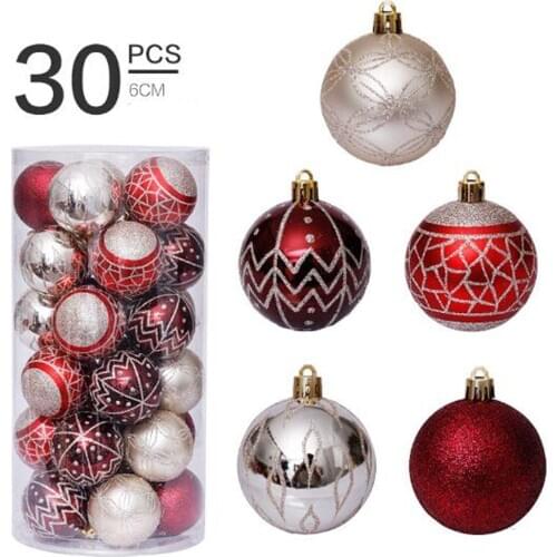 30pcs/lot 60mm Christmas Tree Decor Ball Baubles Xmas Party Hanging Ball Ornament Decoration Xmas Hanging Home Christmas Decor