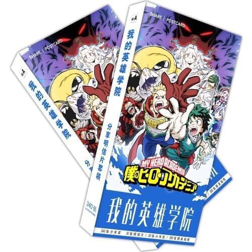 Random style 340 pcs My Hero Academia Paper Postcard model toys Collection card gift