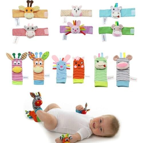 Infant Baby Kids Socks rattle toys Wrist Rattle and Foot Socks 0~24 Months 4 pcs/lot (2 pcs waist + 2 pcs socks)