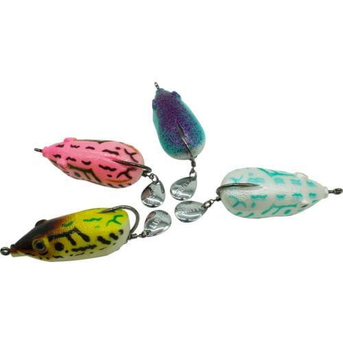 4pcs Plastic Hard Fishing Lures Mixed Color Ray Frog Fishing Lures Single Hook Artificial Minnow Crank fishin With Weight 21g