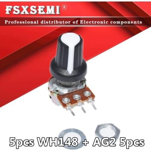 5set WH148 1K 10K 20K 50K 100K 500K Ohm 15mm 3 Pin Linear Taper Rotary Potentiometer Resistor for Arduino with AG2 White cap
